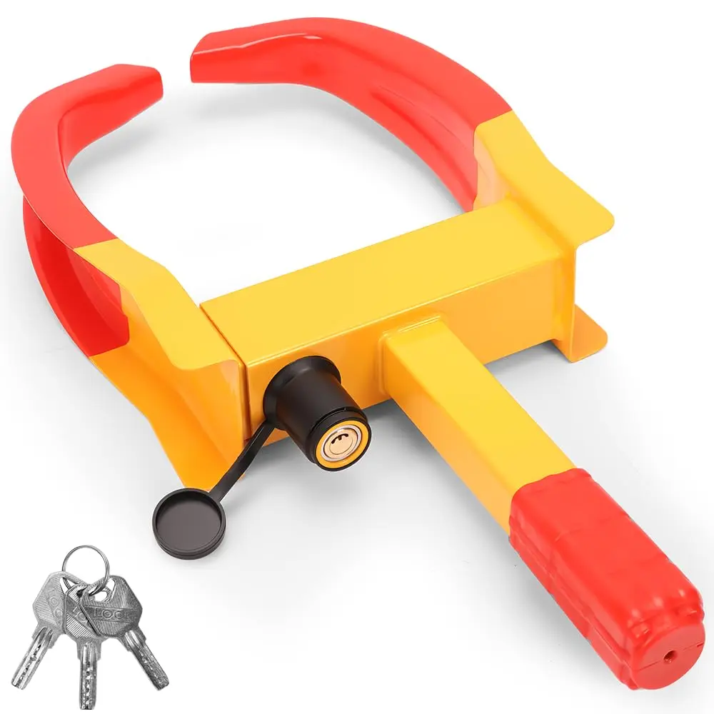 Trava de Roda Antifurto Resistente, Trava de Roda Universal para Veículos, Adequada para Carro, Grampo Antifurto para Carros Moto SUV E Caravanas, Com 2 Chaves - 1