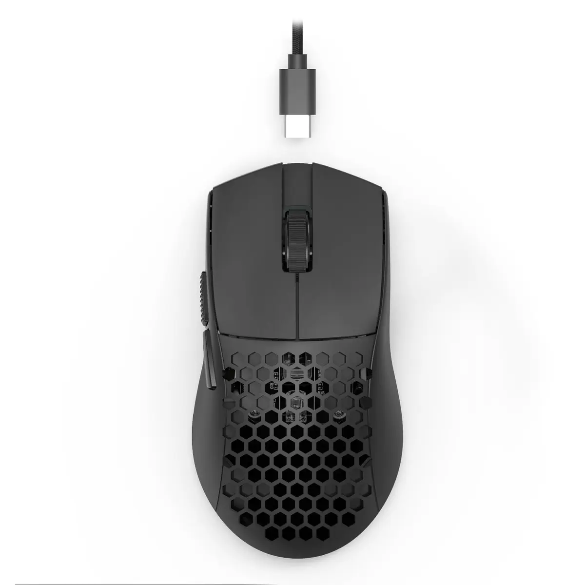 Mouse Gamer Redragon Bludhound Lite Preto Ultraleve 10000 DPI Estrutura Honeycomb 41g Cabo USB Tipo-C Removível M617-LIT - 1