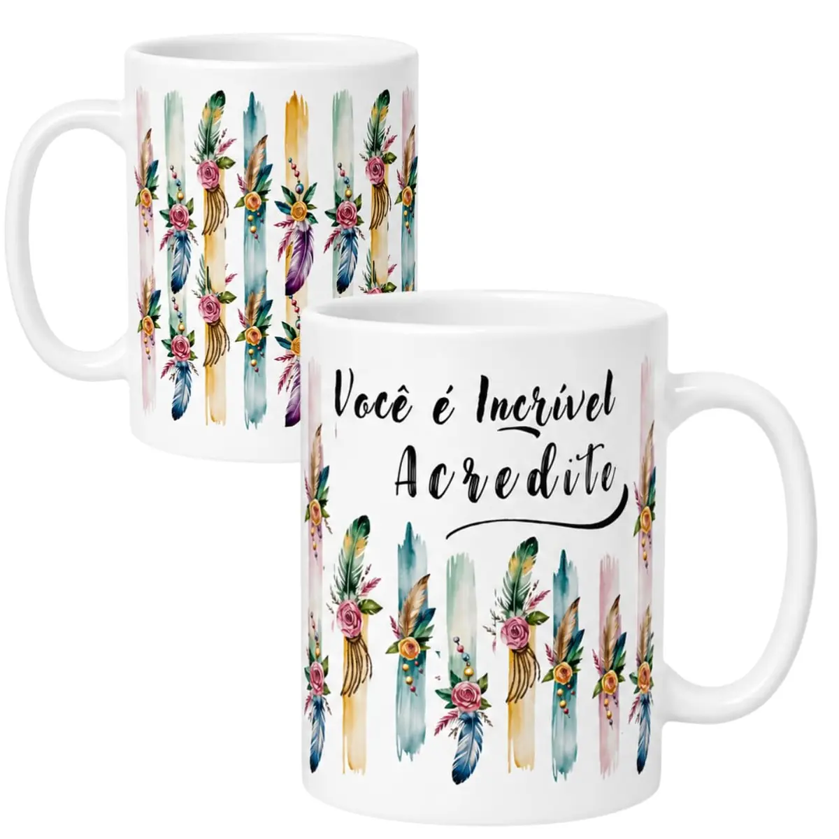 Caneca Porcelana Café Chá Xícara Decorada Frases Motivacionais Personalizadas 300ml (Azul Você é Incrível)