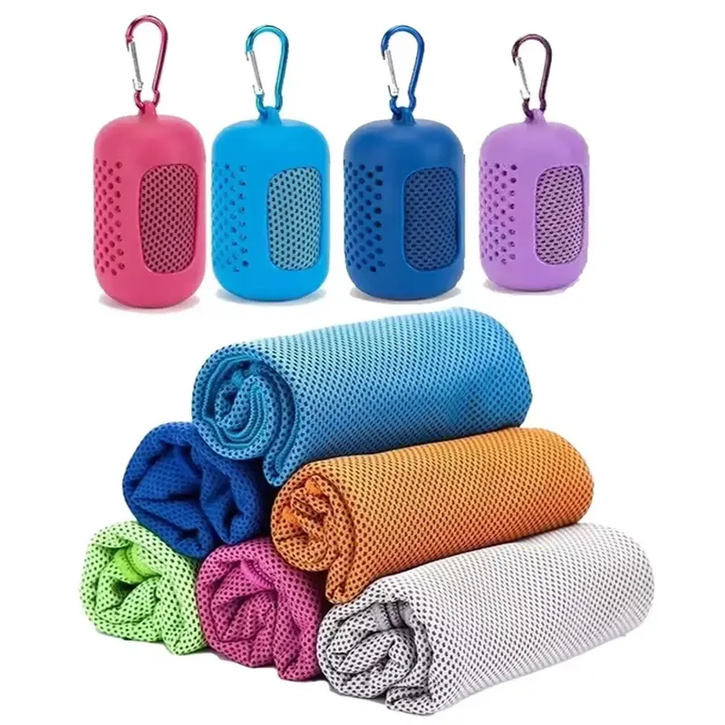 Toalha de resfriamento respirável toalha fria esportes com caixa de armazenamento toalha de yoga toalha de ginásio para atividades internas e externas - 1