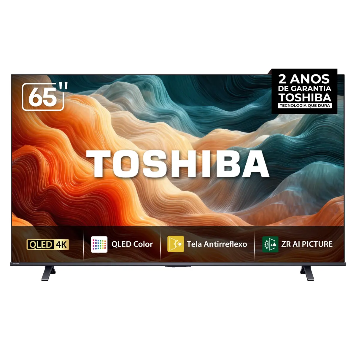 Toshiba Smart TV MiniLED QLED 4K 65" Polegadas 65M450SS com Painel Antirreflexo Processador de AI ZR Som Aprimorado por AI Modo Game