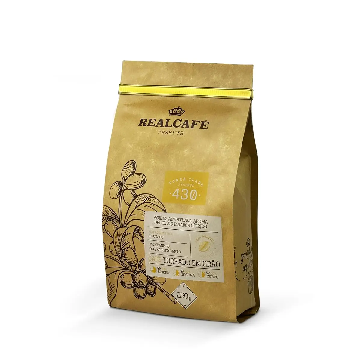 CAFÉ ESPECIAL TORRADO EM GRÃOS REALCAFÉ RESERVA 430 | 100% ARÁBICA | TORRA CLARA | 250G | PONTUAÇÃO 86,00