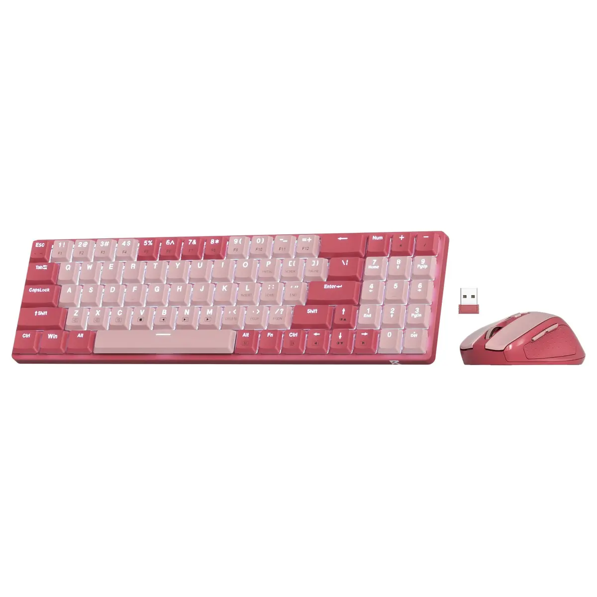 Teclado Mecânico 78% Redragon Low Profile Switch Brown ABNT2 LED Azul Sem Fio Rosa BS-8772 RP