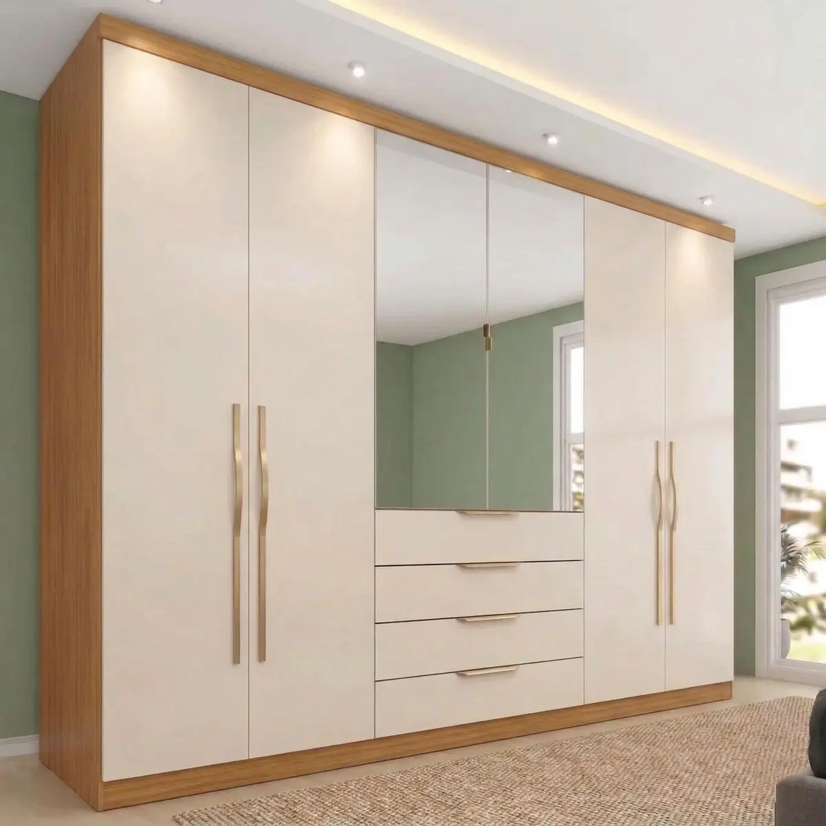 Guarda-roupa Casal 6 Portas Giardino Cinnamon/Off White
