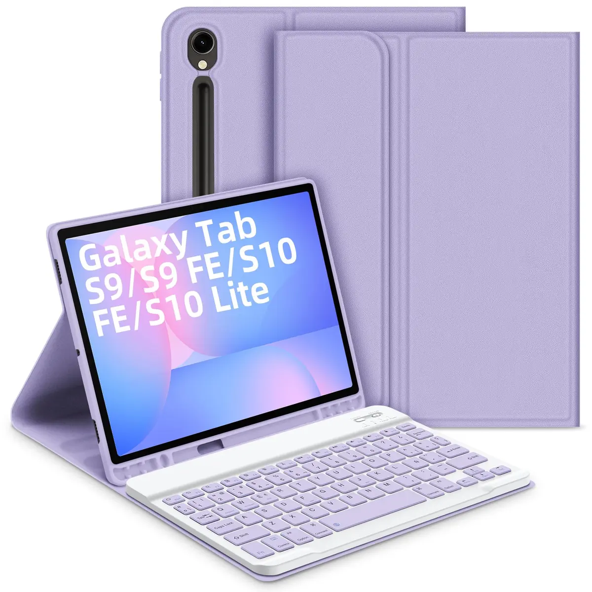 Capa com Teclado para Samsung Galaxy Tab S10 Lite/ S10 FE 10,9" 2025, Layout em Português Brasileiro Teclado com Capa para Galaxy Tab S10 FE/S9 FE 10,9 Polegadas/S9 11 Polegadas, Roxo