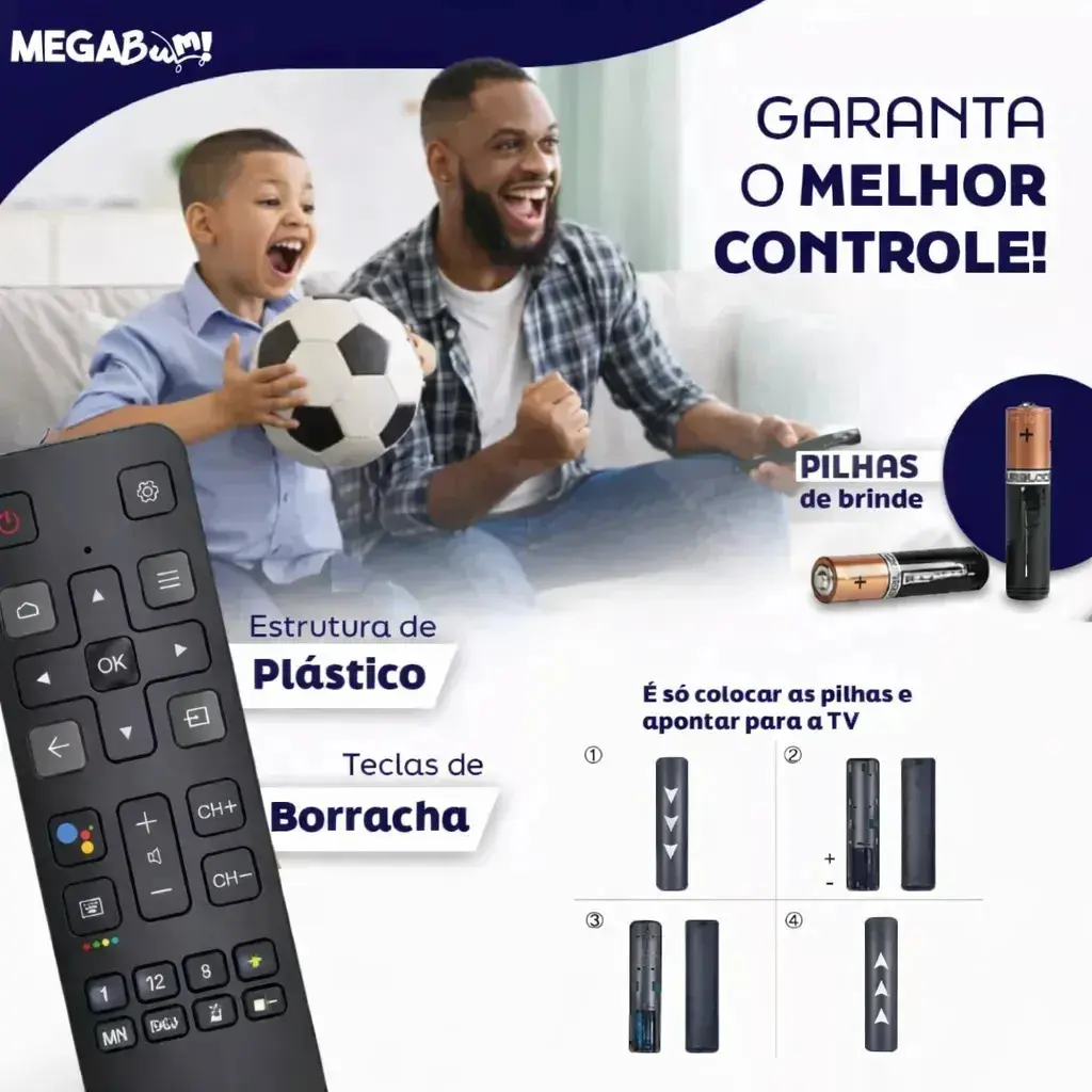 Kit 2 Controle Remoto Para Tv Tcl 4k Smart Android Teclas Netflix E Globoplay Megabum thumbnail 4