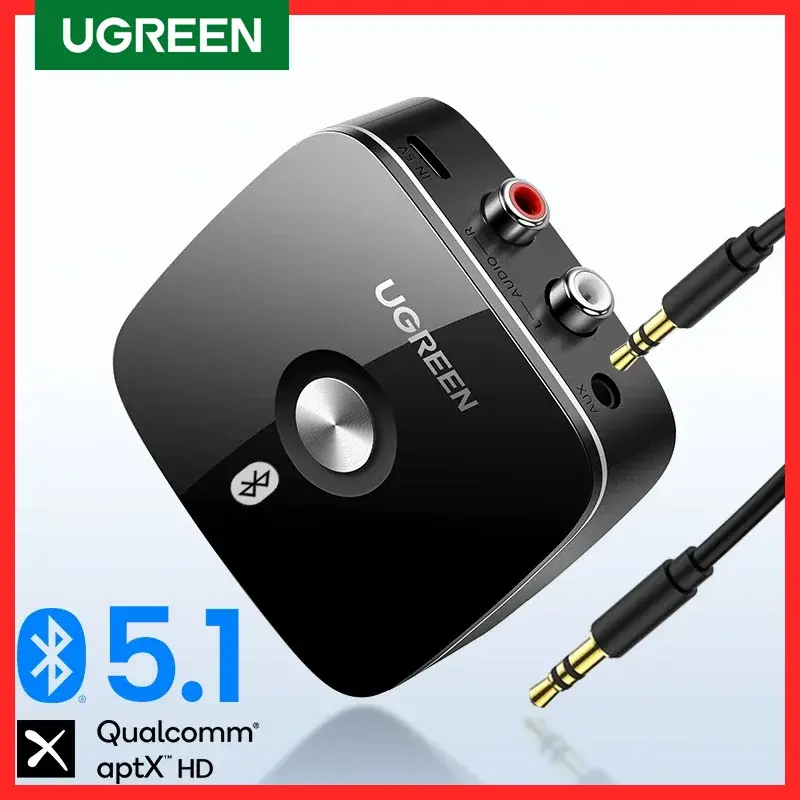 UGREEN-Receptor de Áudio Bluetooth, RCA, AptX, HD, conector de 3,5mm, adaptador sem fio, música para TV, carro, 2RCA, 5.1 - 1
