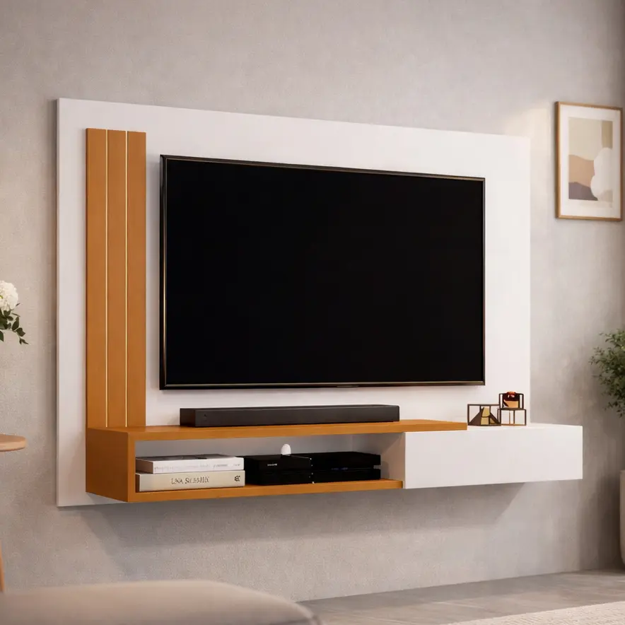 Painel De TV Até 50 Polegadas Porta Math Painel Decoração Sala Quarto Prateleira Escritório GB Plus - 1