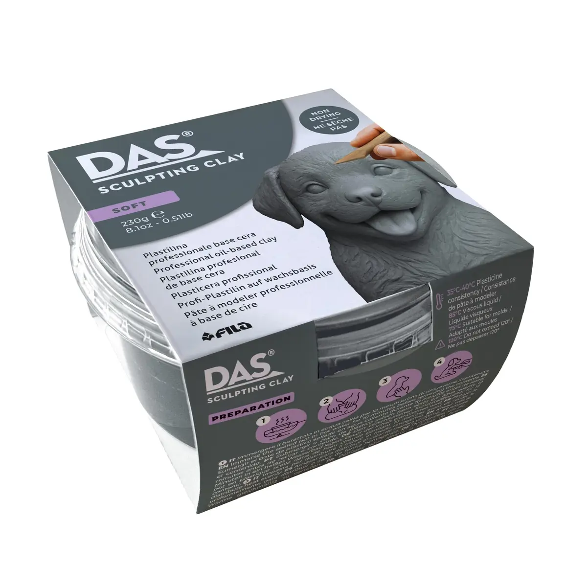 Das Sculpting Clay Massa para Modelar e Esculpir Oil Clay 230g, Cinza Soft - 1
