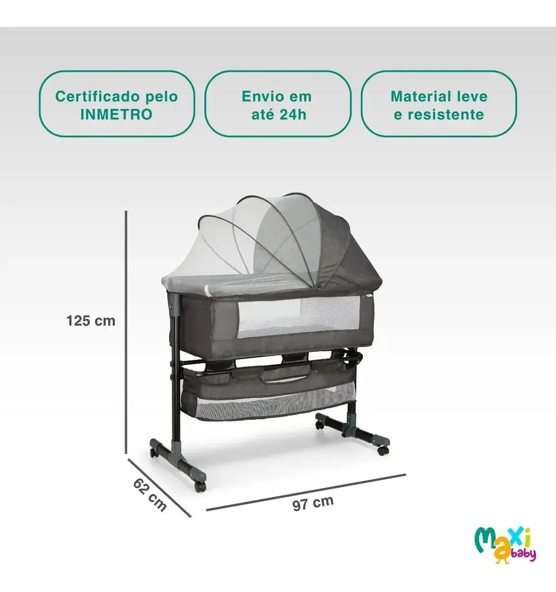 Berço Portátil Bebê Acoplado Co-Bed Connect Maxi baby - GRAFITE thumbnail 5