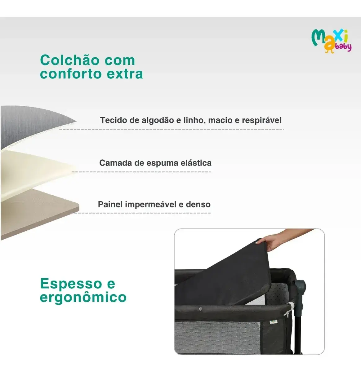 Berço Portátil Bebê Acoplado Co-Bed Connect Maxi baby - GRAFITE thumbnail 9