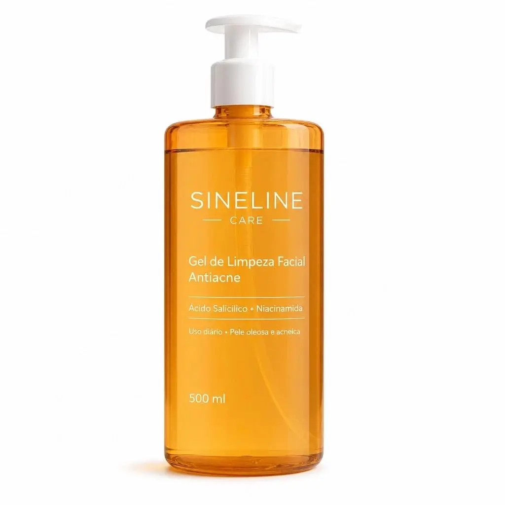 Sabonete Facial para Acne e Pele Oleosa 500ml Sineline Actiline | Com Ácido Salicílico, Niacinamida e Aloe Vera | Limpeza Profunda, Remove Impurezas e Não Resseca a Pele