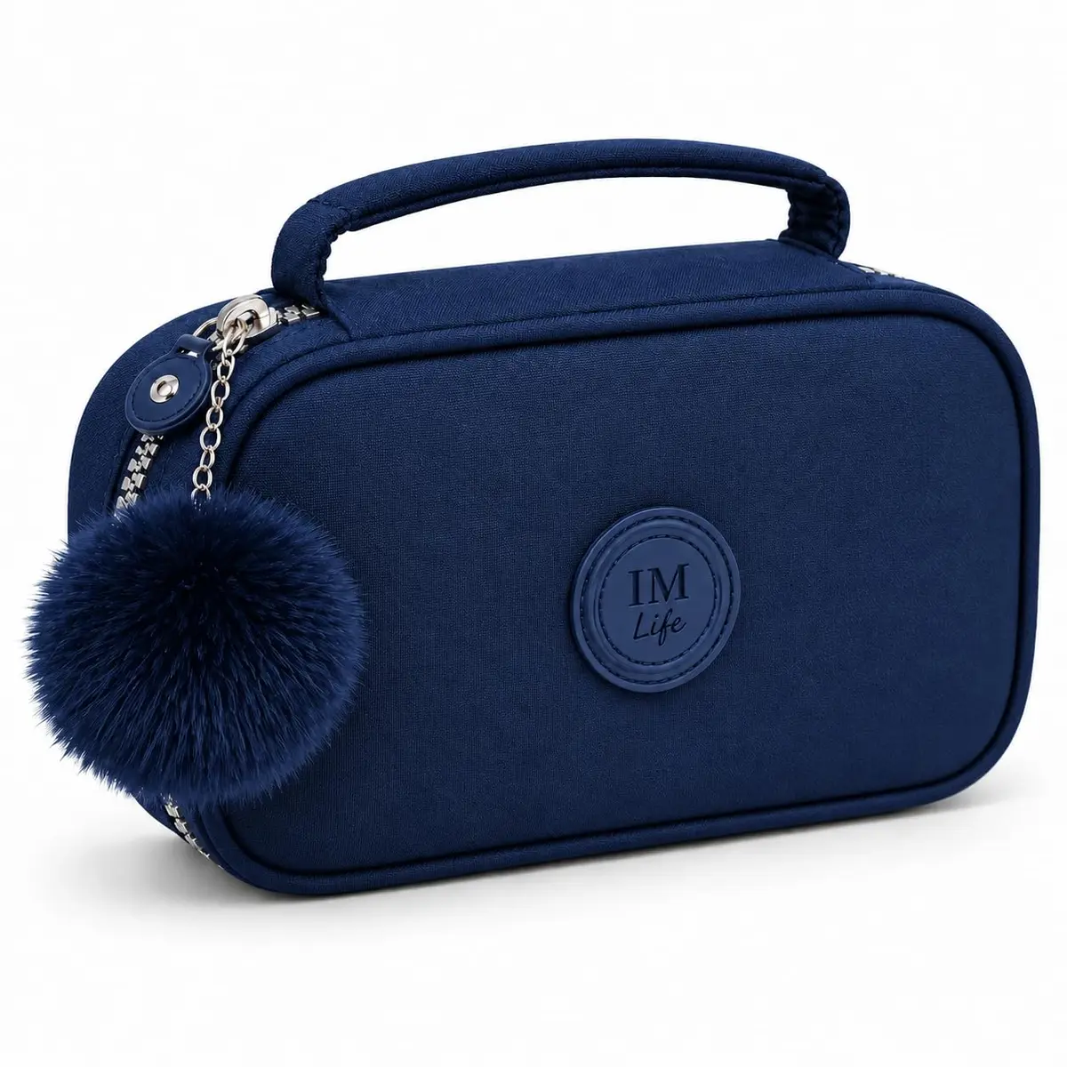 Estojo Escolar Box Grande Capacidade Organizador Necessaire Para Lápis Com 20 Elásticos Zíper Resistente Papelaria Fofa Estojo Tactel, PREMIUM (Azul Marinho)