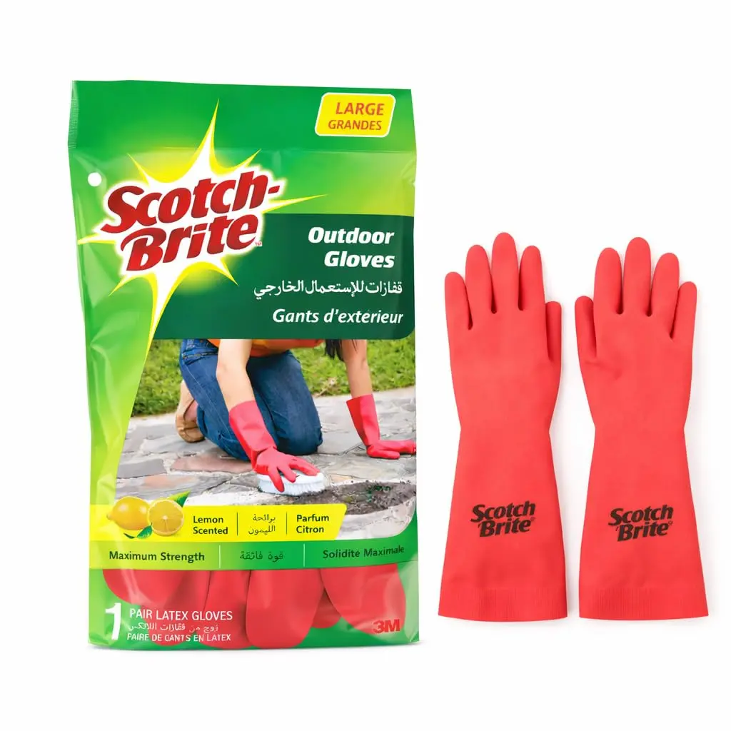 SCOTCH-BRITE 3M Luva para Limpeza Pesada Tamanho Grande Cor Azul 1 Par | Proteção Contra Produtos Químicos, Flexíveis, Forro Interno que Mantém as Mãos Secas e Aroma de Limão