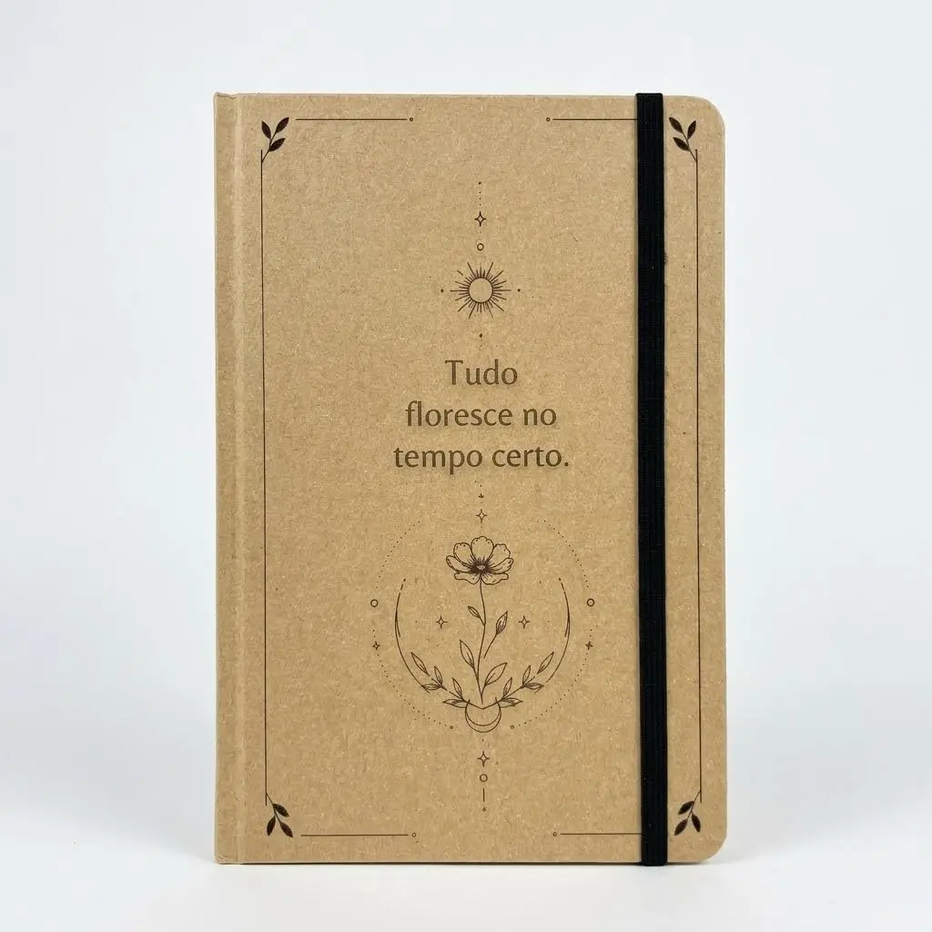 Caderno com Pauta A5 Caderneta A5 80 Folhas 14x21 Kraft - Tudo Floresce