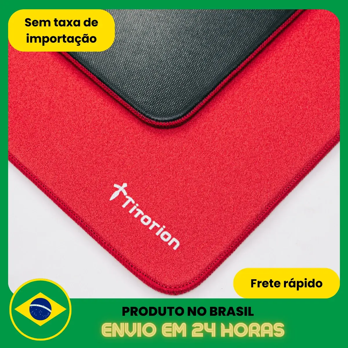 Mouse Pad Gamer Rigel 49x42 Poron/ Control Profissional Deskpad Premium Preto Vermelho Para Mouse Titorion