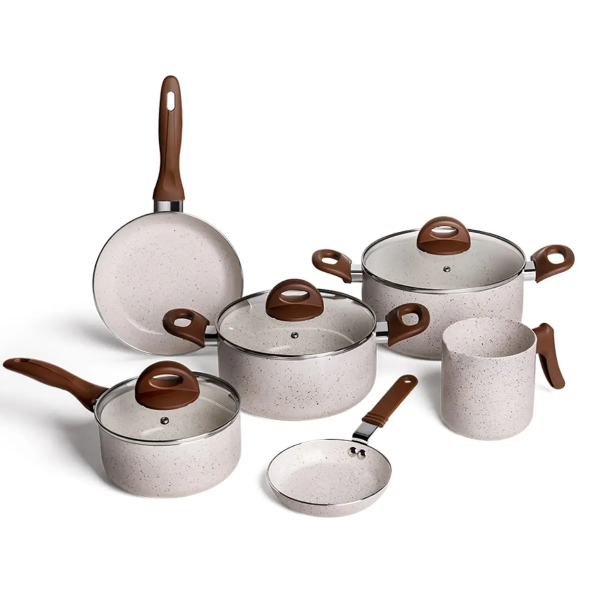 Jogo de Panelas Brinox Antiaderente Ceramic Life 6 Peças Smart Plus Vanilla - 1