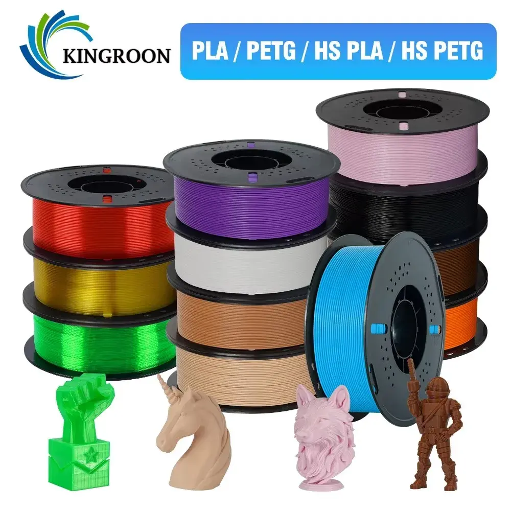 Filamento PETG de Alta Velocidade KINGROON PLA/PETG 5KG para Impressão 3D 1.75mm 100% Enrolado com Precisão Filamento HS Impressão 350mm/s