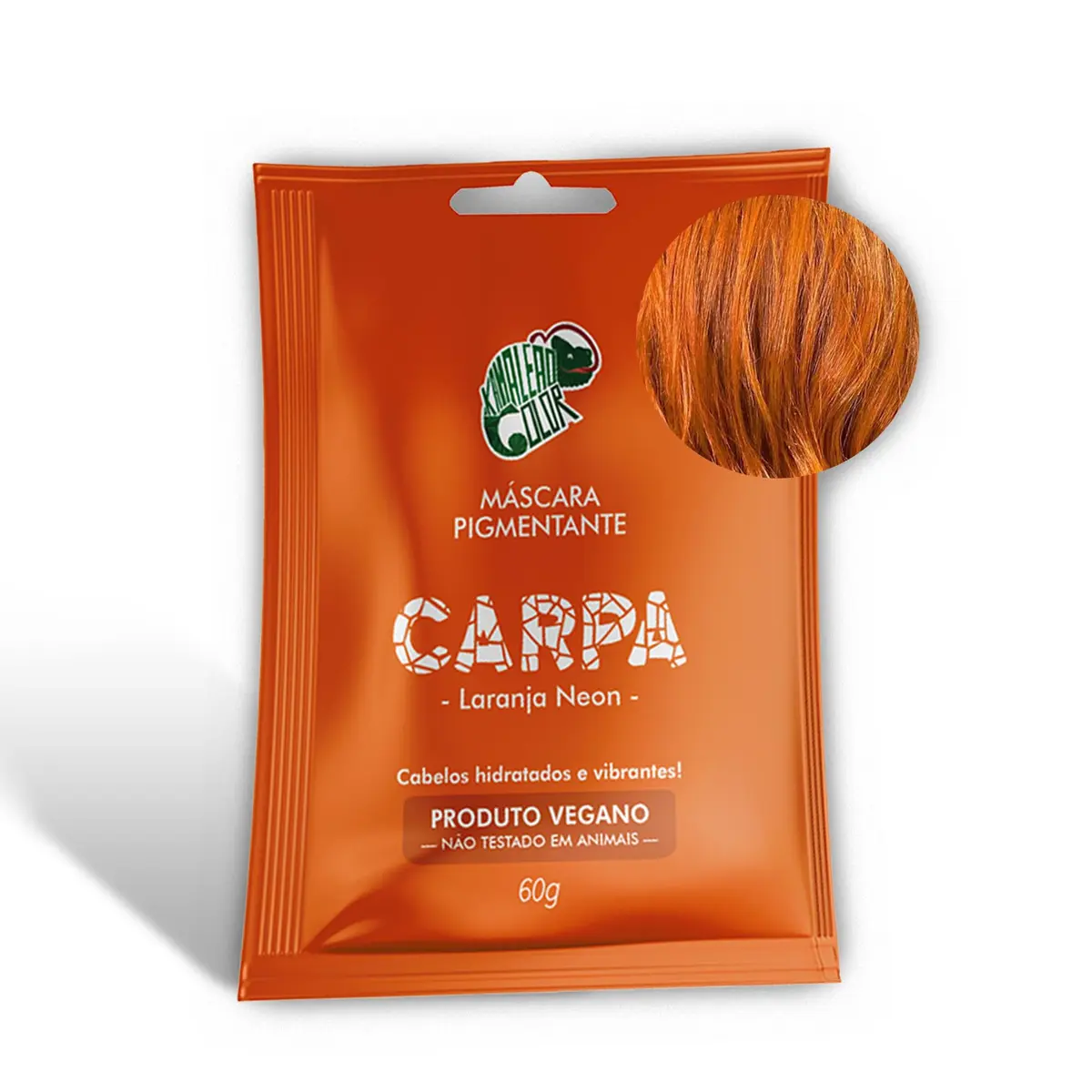 Kamaleão Color – Máscara Pigmentante Semi-Permanente - Cores Vibrantes e Hidratação Intensa – Low Poo, Vegano, Cruelty Free – Sachê 60g - Carpa - 1