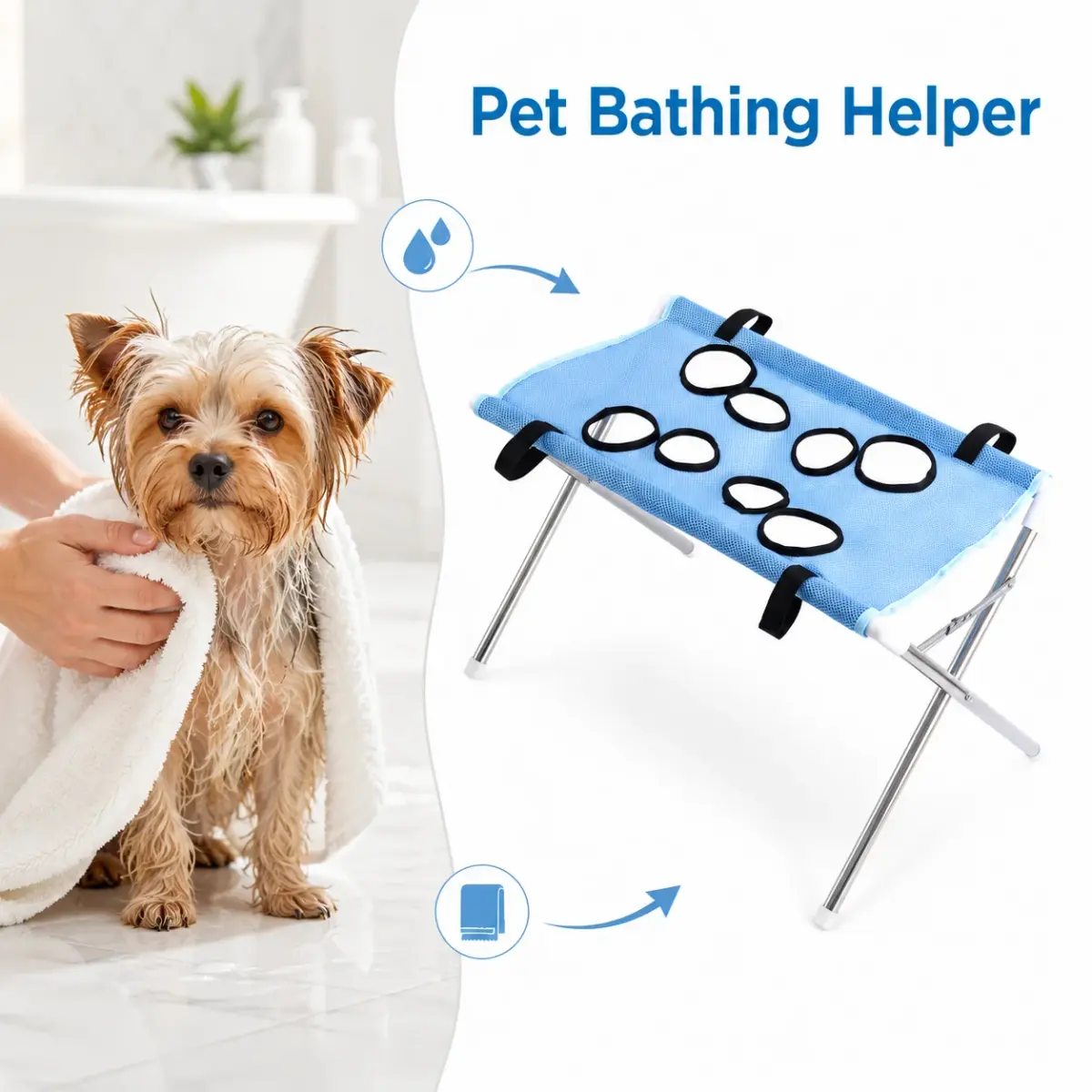 Suporte Dobrável para Banho de Animais de Estimação, Mesa de Secagem para Cães e Gatos, Rede Respirável para Banho de Pequenos Animais