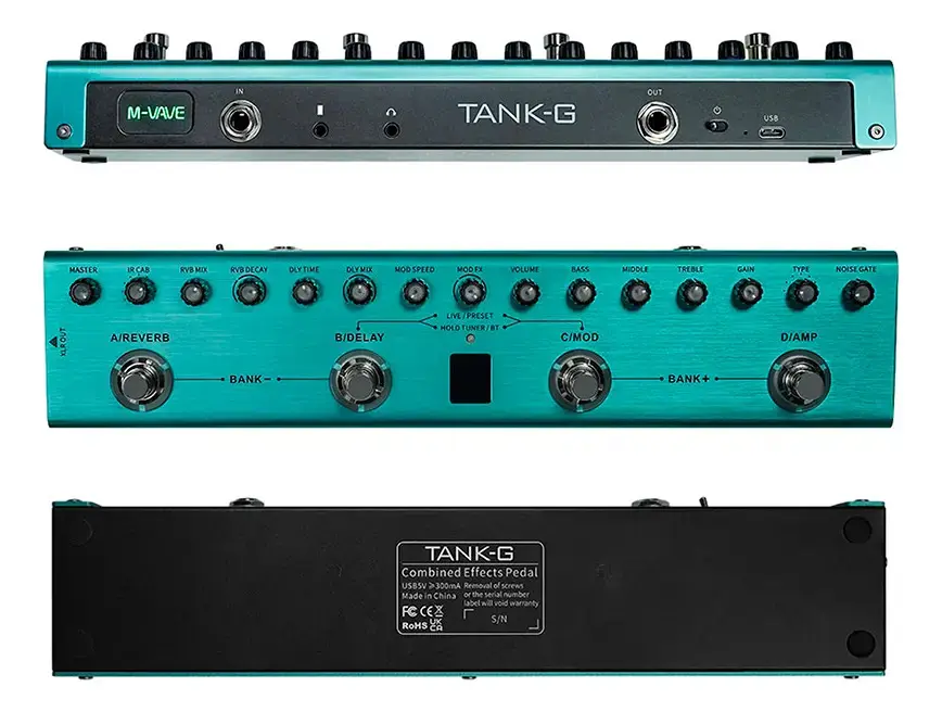 Pedaleira para Guitarra M-vave Tank G cor azul-turquesa