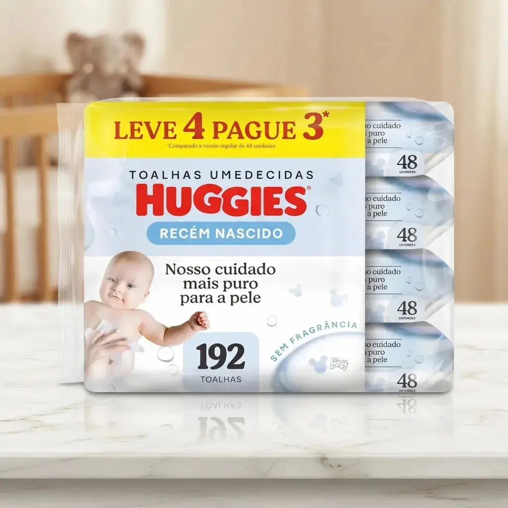 Lenços Umedecidos Huggies Recém Nascido Pack C/4 - 192 Un thumbnail 9