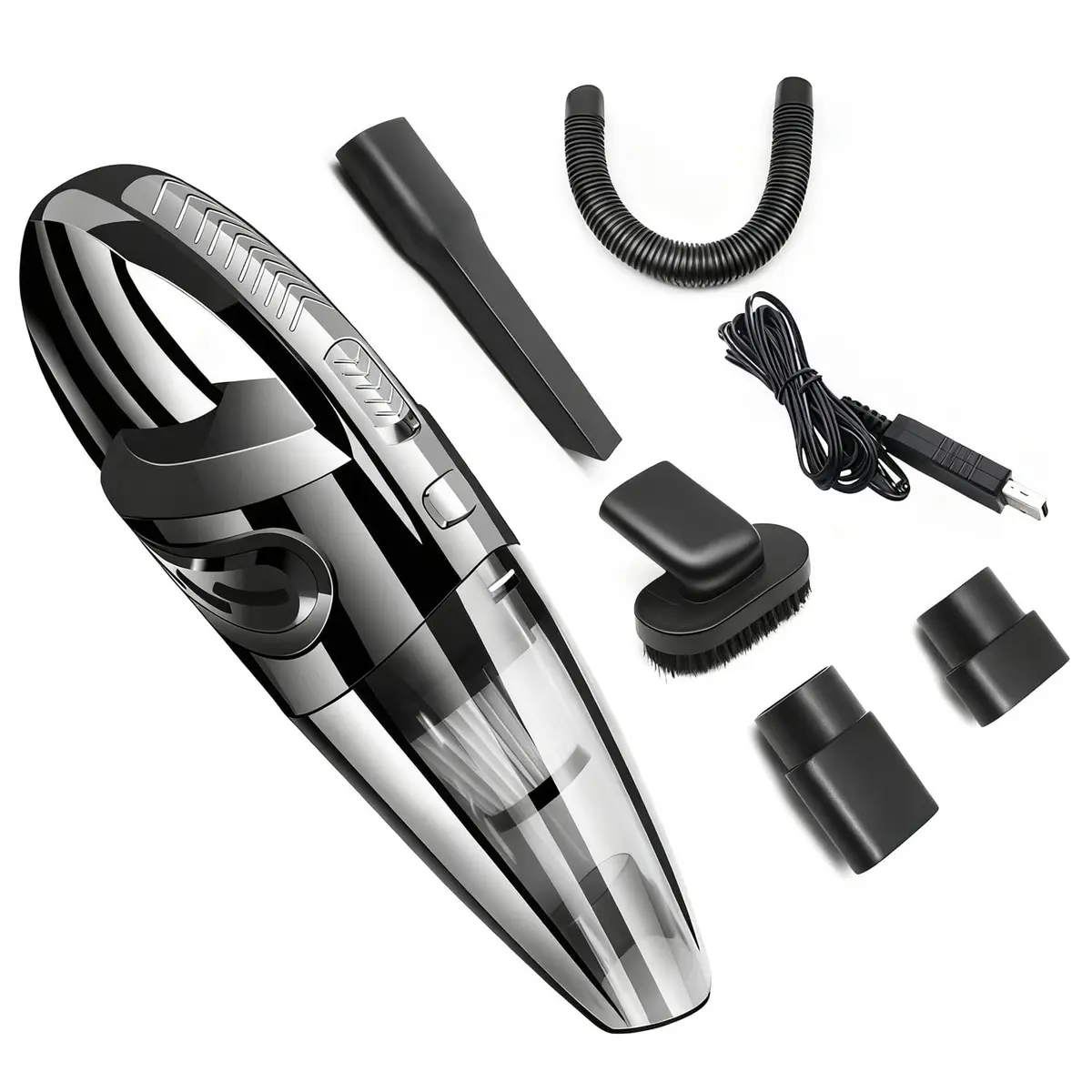 Aspirador de Pó Portátil Sem Fio 120W, Aspirador de Carro Seco/Úmido | Sucção potente de 120W, uso seco e úmido. Filtro lavável, 6 acessórios, recarregável, ideal para limpeza de carro e casa