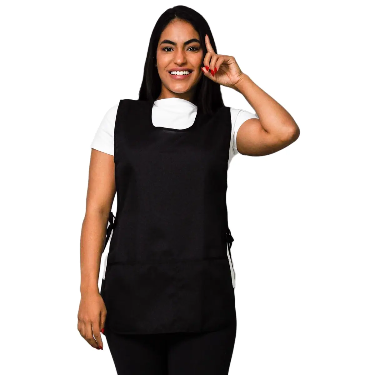 Avental Bata Oxford Liso Frente e Costa Com 2 Bolsos Uniforme - 1