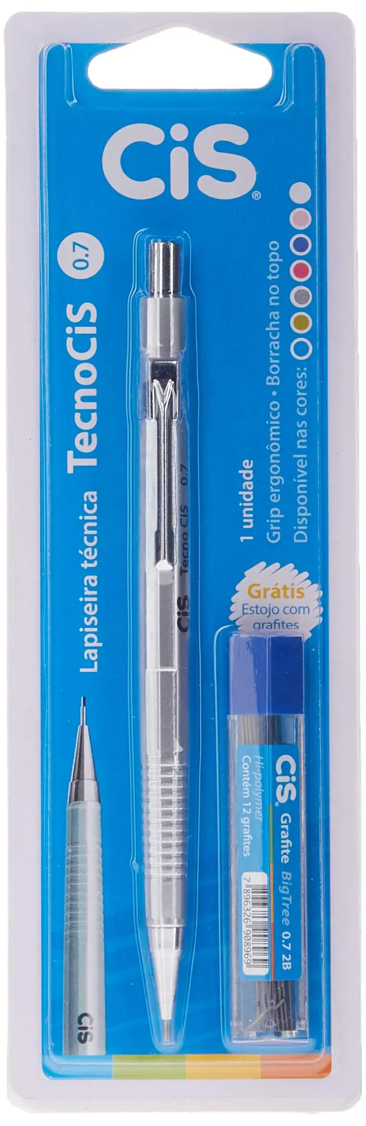 CIS Tecnocis Lapiseira Técnica Blister, 0,7 mm, Prata - 1