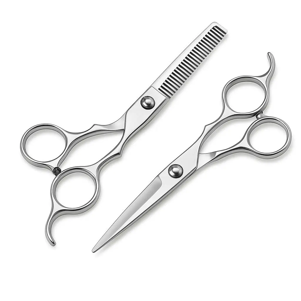 Kit Tesoura Profissional de Cabeleireiro 2 Peças, Aço Inoxidável, Tesoura de Corte 6,0 Polegadas e Tesoura Desfiadeira 5,5 Polegadas, Precisão para Salão e Barbeiro - 1
