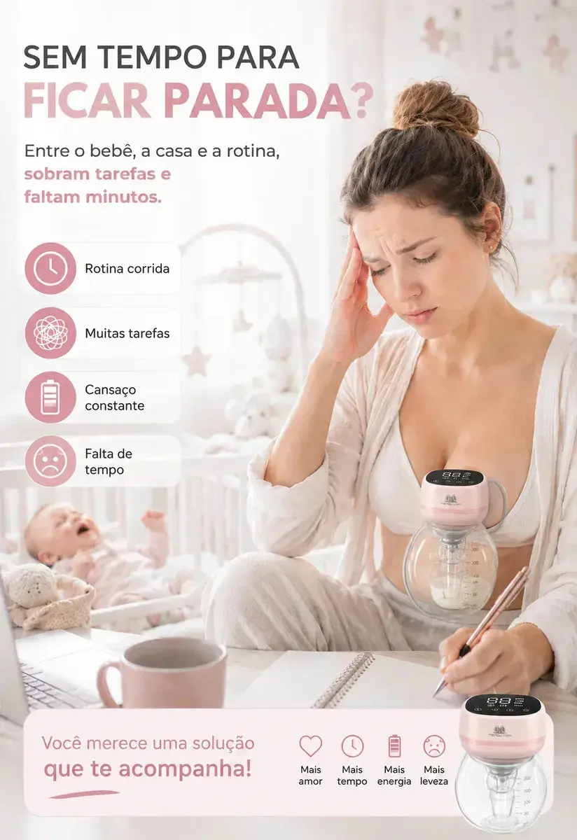 Bomba Tira Leite Materno Elétrica Portátil Extratora Amamentação Mãos Livres Sem BPA Coletor Sugador Bombinha Peito 3 Modos 9 Níveis de Sucção Recarregável Silenciosa Display Digital Fergusom thumbnail 2