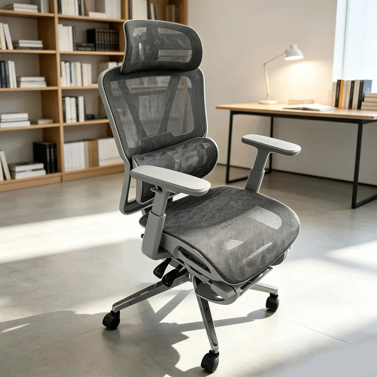 Cadeira de Escritorio, Cadeira Ergonômica com Suporte Lombar, Giratória, Encosto Mesh Respirável, Braços 3D e Apoio de Cabeça Regulável para Home Office Gamer, Malha Triangular Vazada