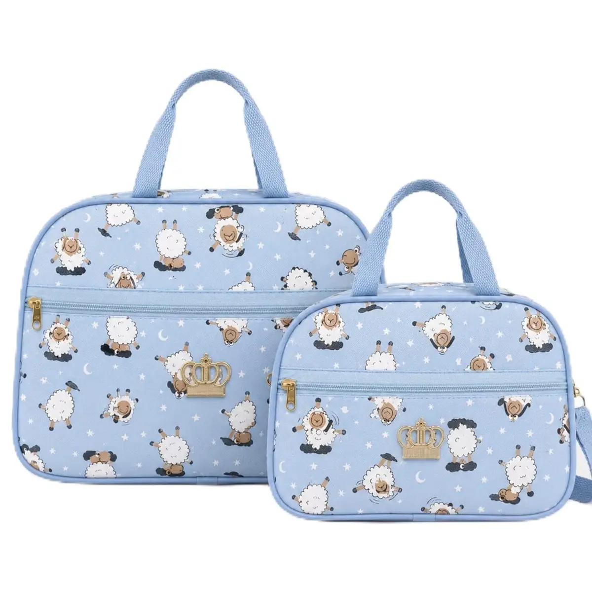 Kit Bolsa Maternidade 2 Pecas Mala e Frasqueira Estampa Dinossauro Premium Impermeavel Divisorias Alca Ajustavel Enxoval de Bebe Luxo Resistente Versatil para Viagens e Passeios