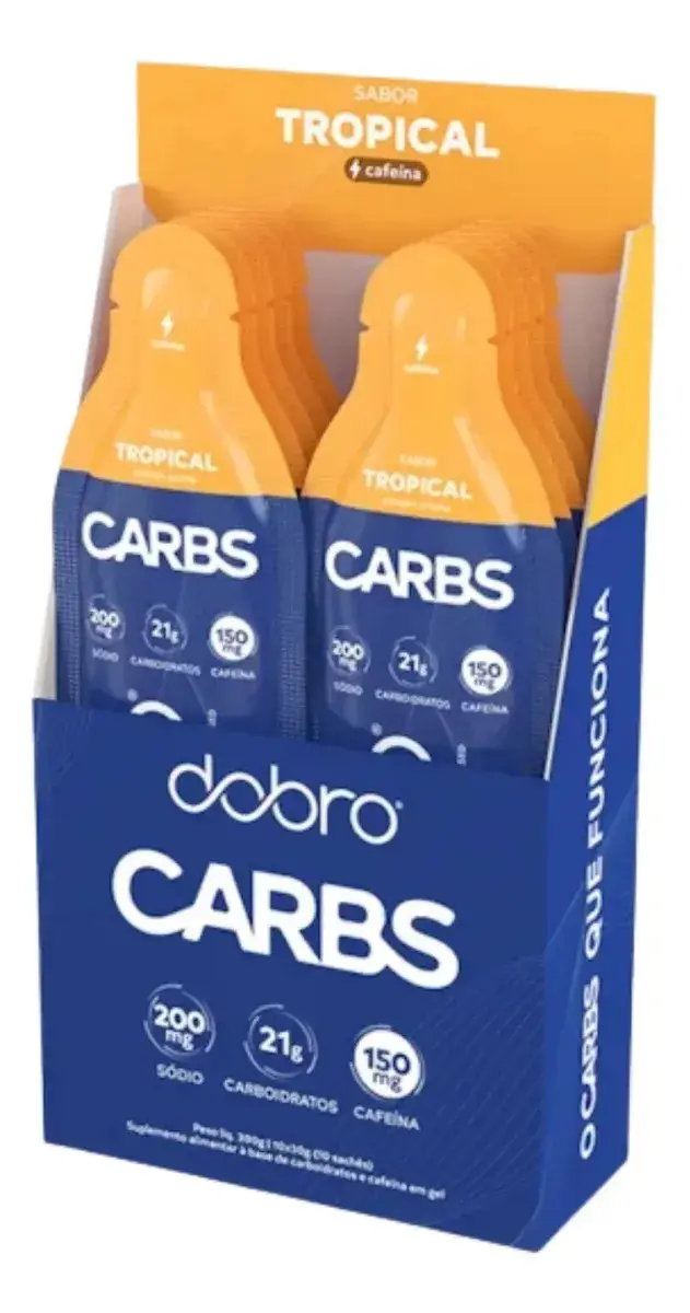 Dobro Carbs Gel Com Cafeína Sabores 30g (10 Sachês) Sabor Tropical