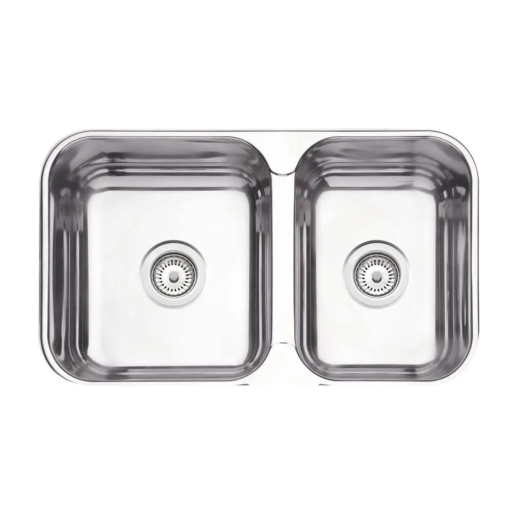 Cuba de embutir/sobrepor Tramontina Isis 2C 34-28 BS em Aço Inox Polido 69x40 com 2 Cubas - 1