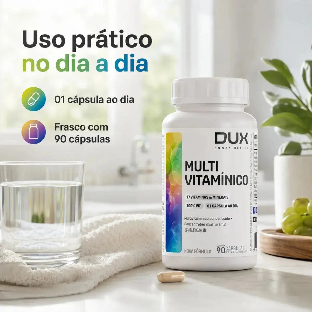 Vitamina Dux Nutrition Polivitaminico Dux Multivitamínico em cápsula Sem sabor x 100mL de 90 un