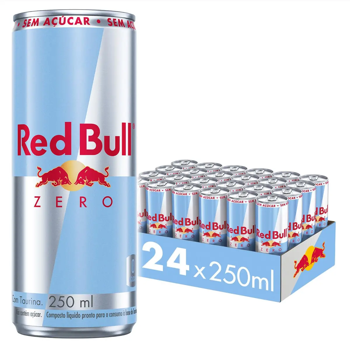 Red Bull Energético, Zero, Sem Açúcar, 250ml, 24 latas - 1