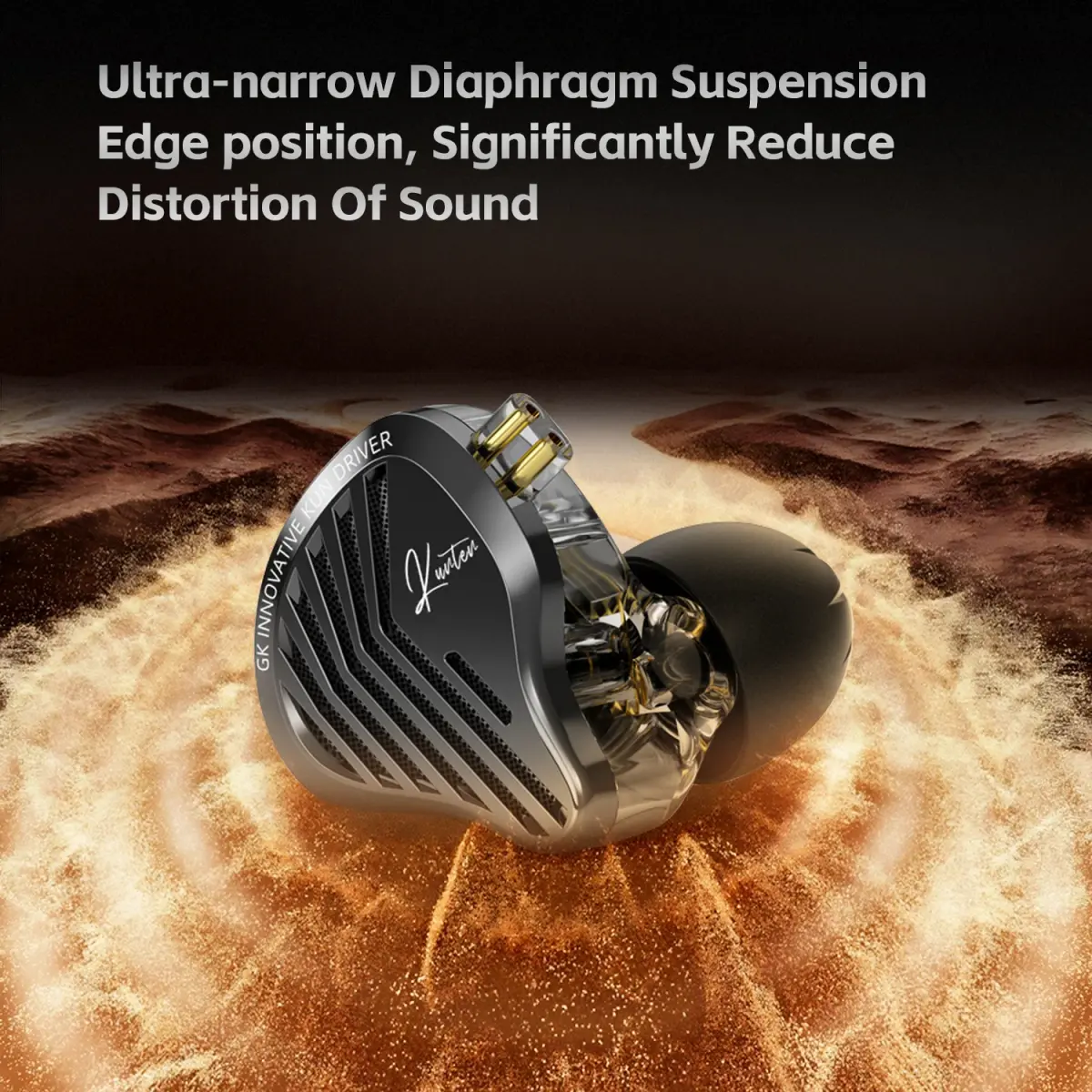 GK KUNTEN Dynamic Drive Heavy Bass Fones de ouvido HIFI Sports Metal Destacável 2PIN Compatível com KZ Zenith EDX PRO - 1