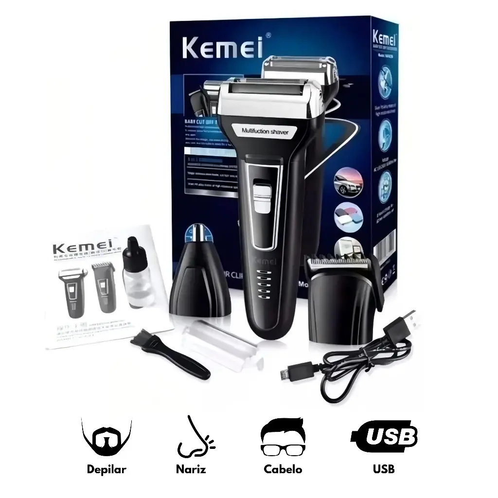Maquina Barbear Shaver Kemei 3 Em 1 KM-6558 - 1