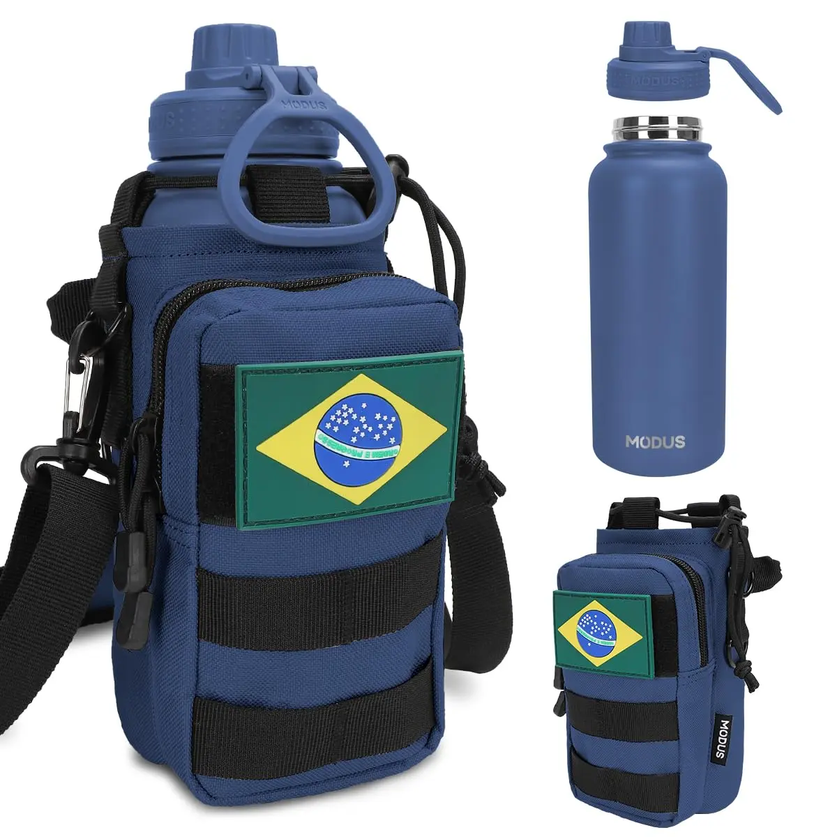 MODUS Garrafa Térmica Inox 950ml com Bolsa Porta (Azul) | Portátil para Viagens e Atividades ao Ar Livre