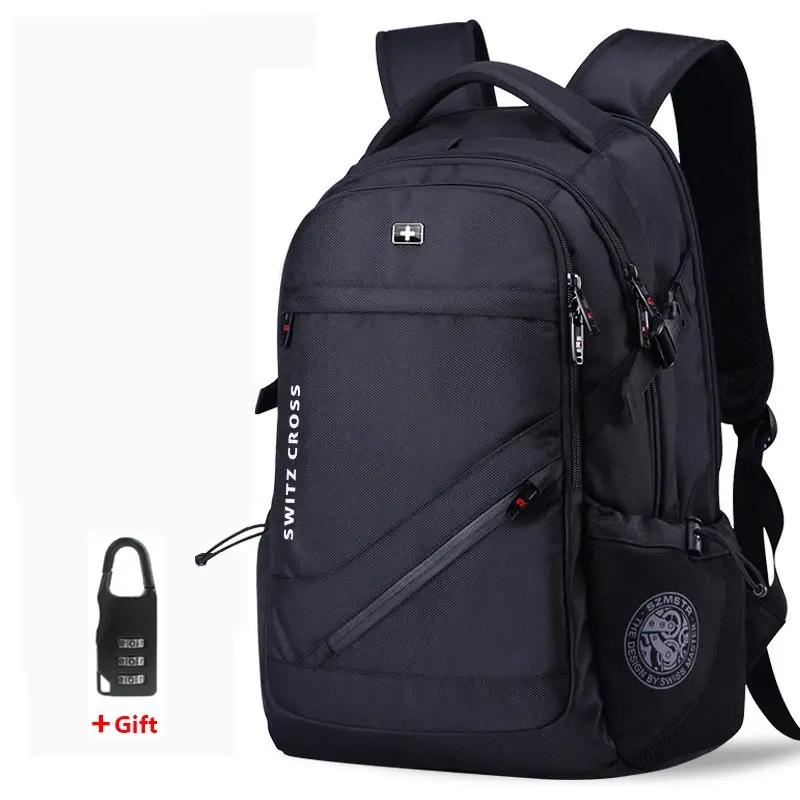 Mochila Suíça Antifurto Masculina com Porta USB, Mochila Impermeável para Notebooks de 15.6" e 17", para Negócios e Escola