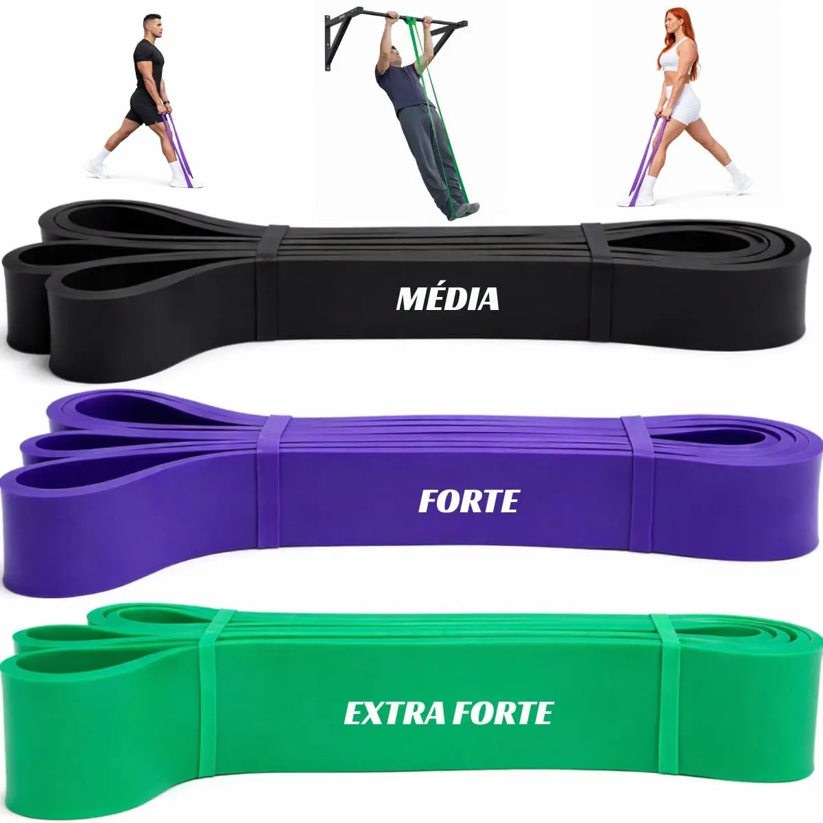 Kit Super Bands Elásticos para Exercícios, Calistenia, Treinamento de Força, Preparação TAF