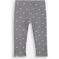 calça legging infantil de algodão felpado floral cinza