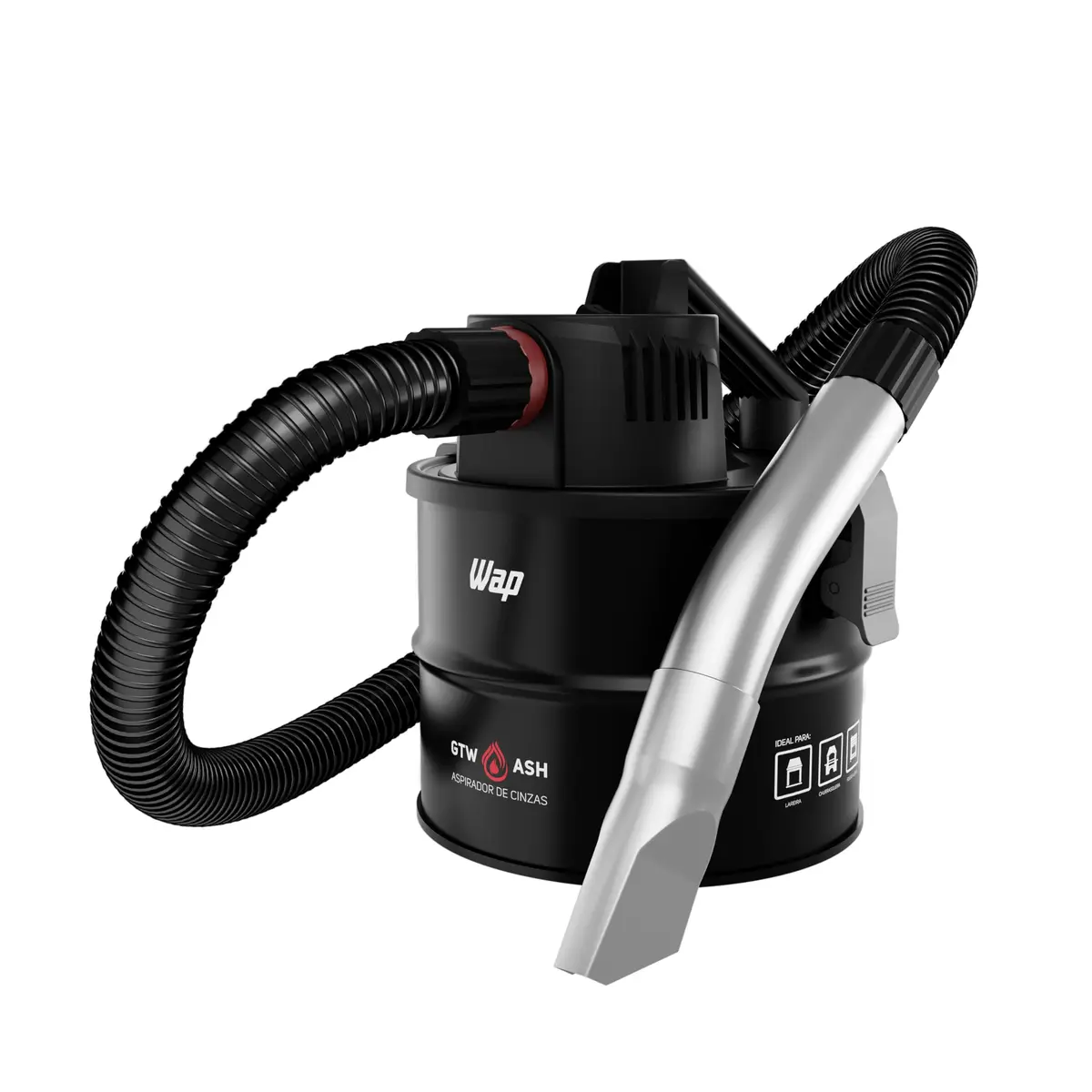 WAP Aspirador de Cinzas Frias GTW ASH para Churrasqueira, 4 Litros, Revestido em Aço Resistente, 120mbar 1400W 127V