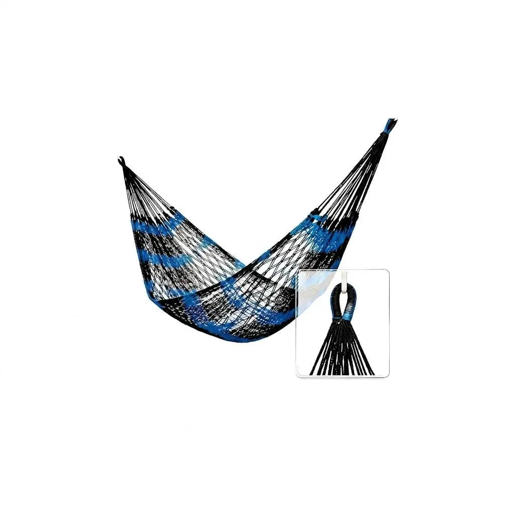 Rede Casal Artesanal - Azul Escuro com Azul Claro (Azul Escuro e Azul Claro)