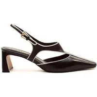 Slingback Couro Preto Salto Baixo Cecconello 3027003-1
