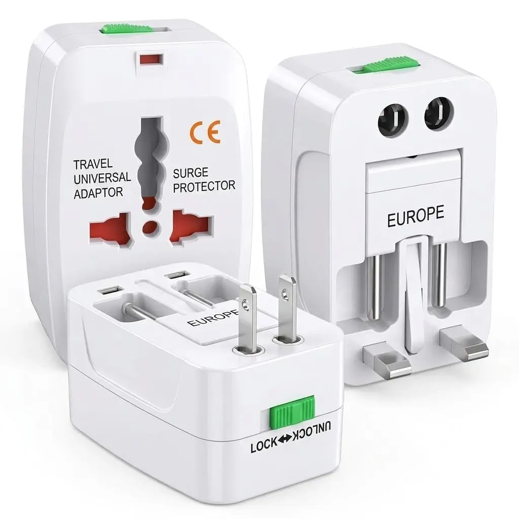 Adaptador de Tomada Universal para Viagem Internacional, Compacto, 3 Pinos, Bivolt, Não Converte Voltagem - 1