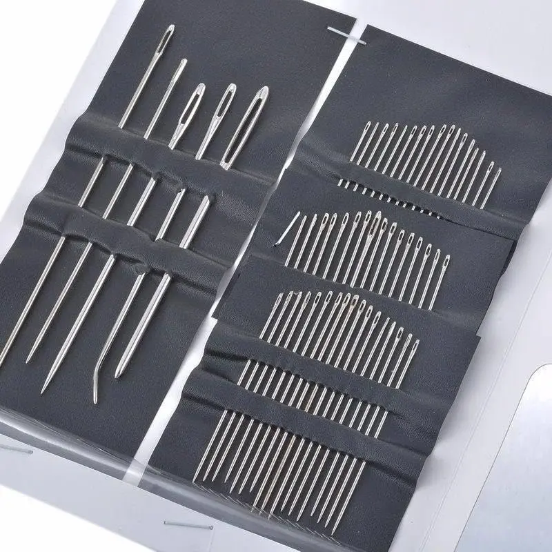 Agulhas Grandes De Costura A Mão P/Roupas Couro Kit Com 60