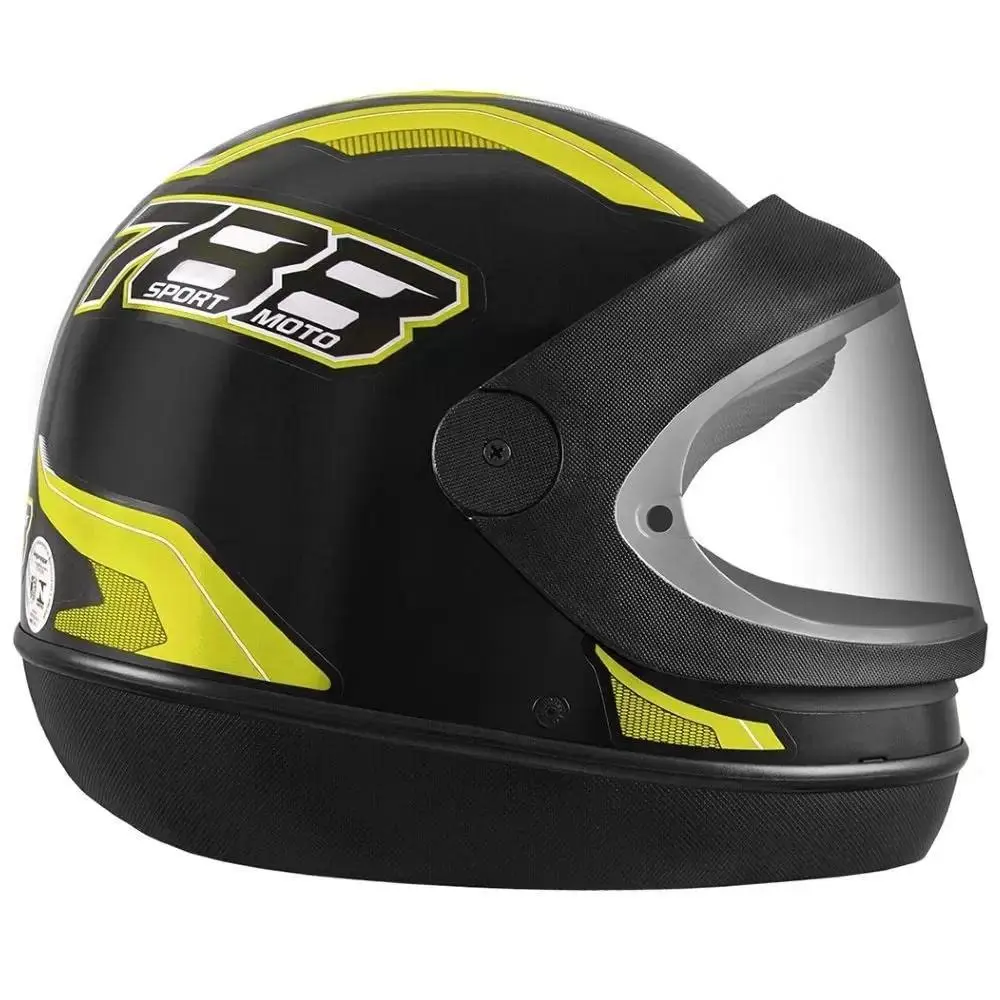 CAPACETE FECHADO PRO TORK NEW SPORT MOTO PRETO - AMARELO TAM. 60