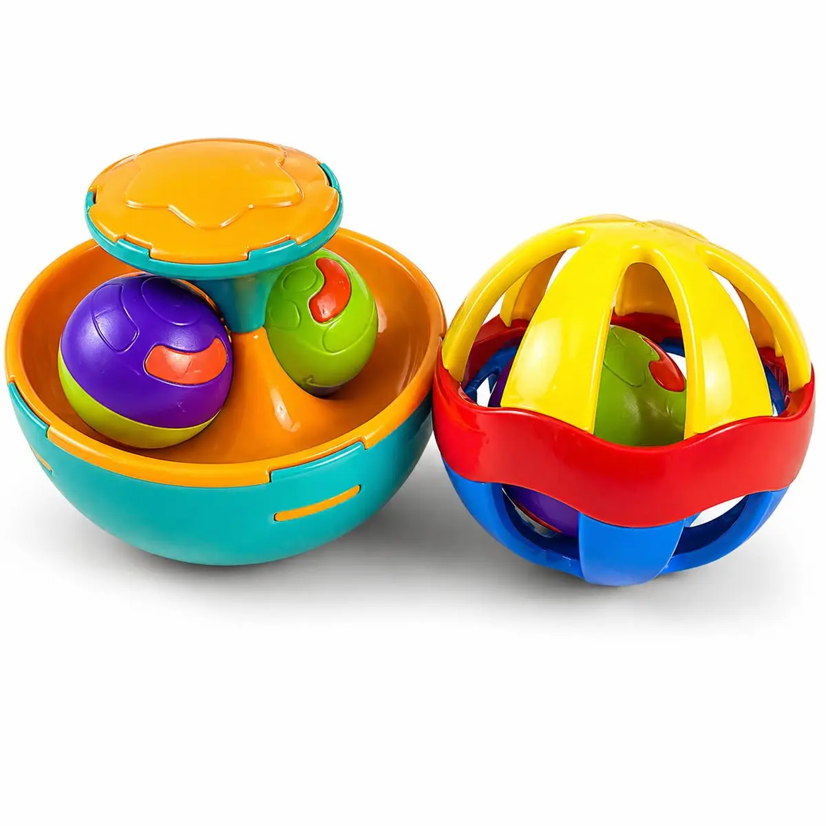Brinquedo De Estimulo Sensorial para Bebê, Bolas Interativas | Chocalho - Cores Vibrantes, +4 Meses